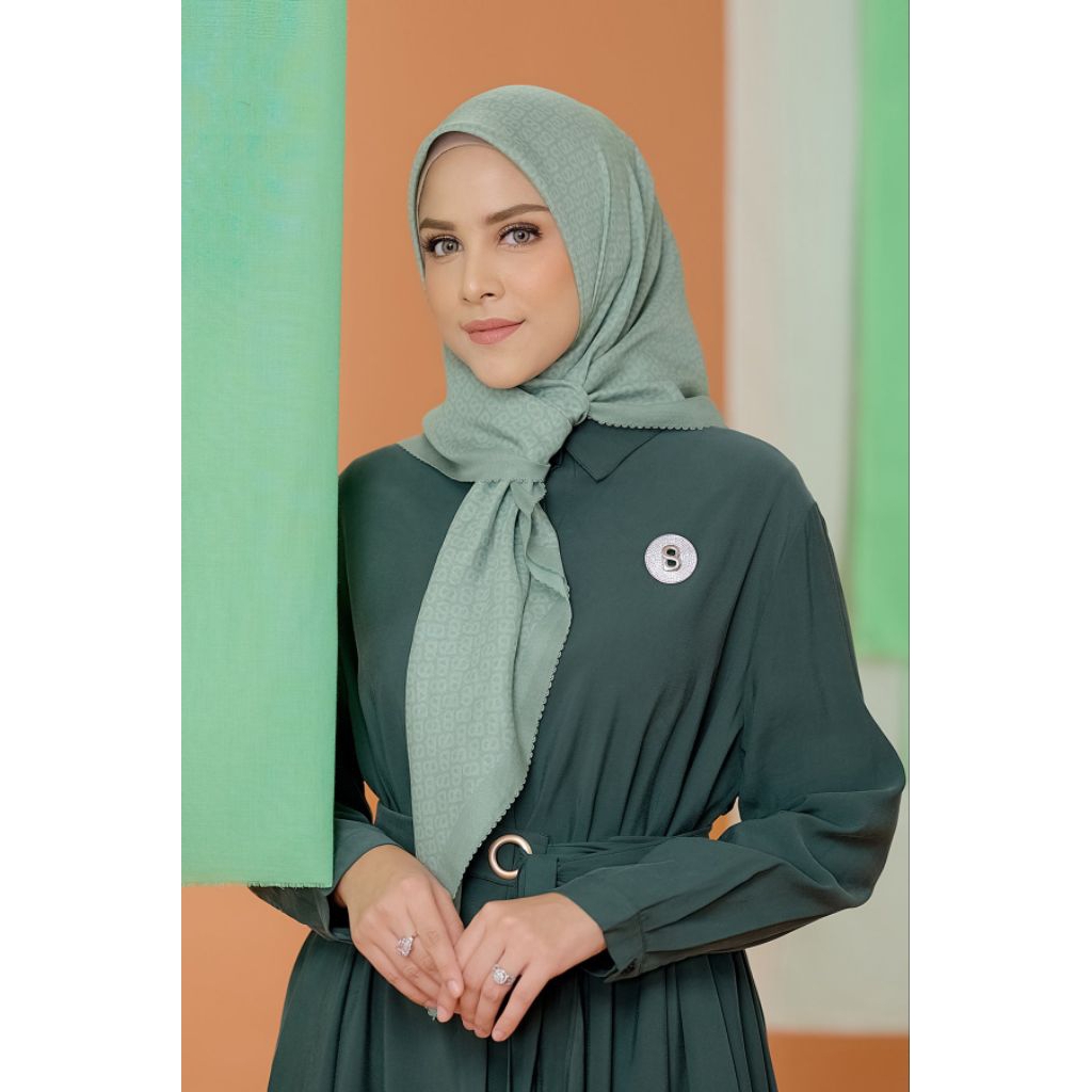 Buttonscarves Tapis Square (voal) : Iceberg Green, Vanilla & Lotus