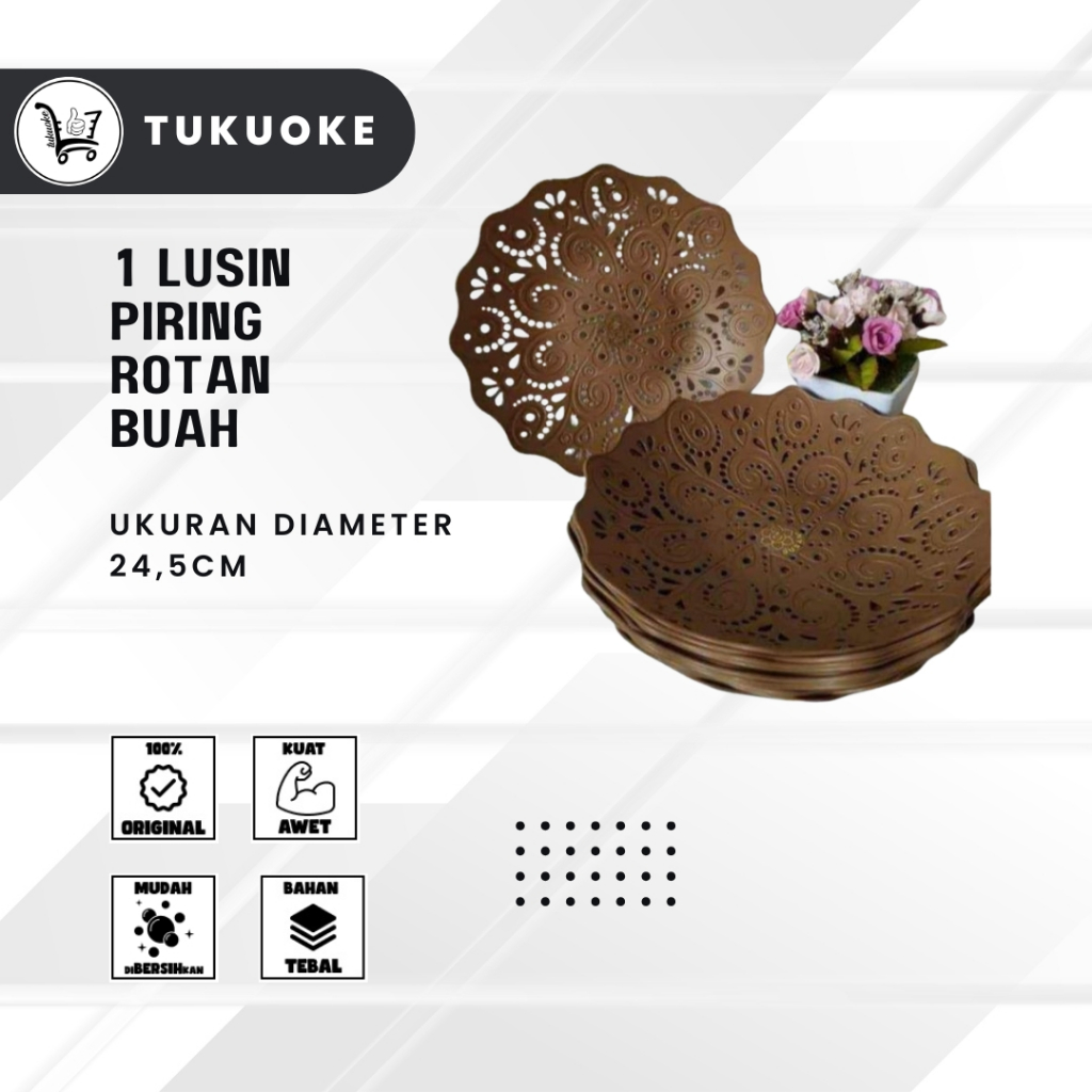 [1 LUSIN] PIRING ROTAN BUAH ANYAM BAHAN PLASTIK TEBAL BERKUALITAS PIRING PLASTIK NAMPAN PLASTIK CORA