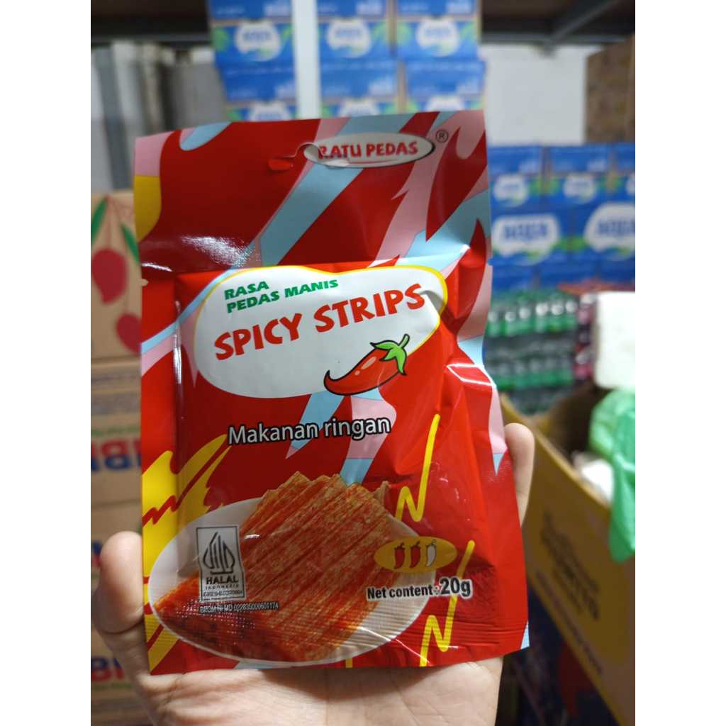 

Ratu pedas Spicy strips Ecer ( isi 20 bungkus)
