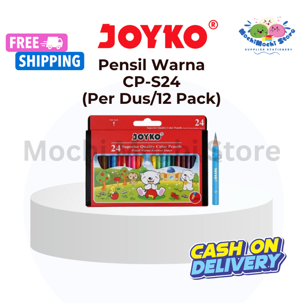 

PER DUS/12 PACK Pensil Warna Joyko Pendek CP-S24 | 24 Warna | Colour Pencil Mini Short | Pensil Warna Mini Short | Coloring Pencil | Pensil Warna Pendek | Color Pencils Hexagonal Grip