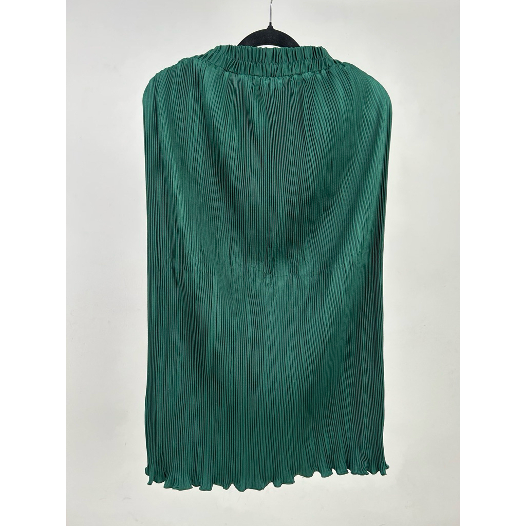 Rok Span Midi Plisket - Rok Plisket Midi Warna HIJAU BOTOL