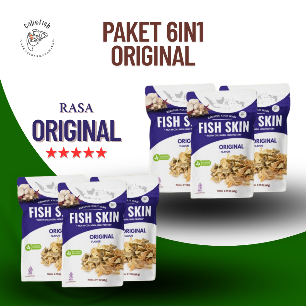 

Caliofish Paket 6IN1 Kerupuk Kulit Ikan Fish Skin Original
