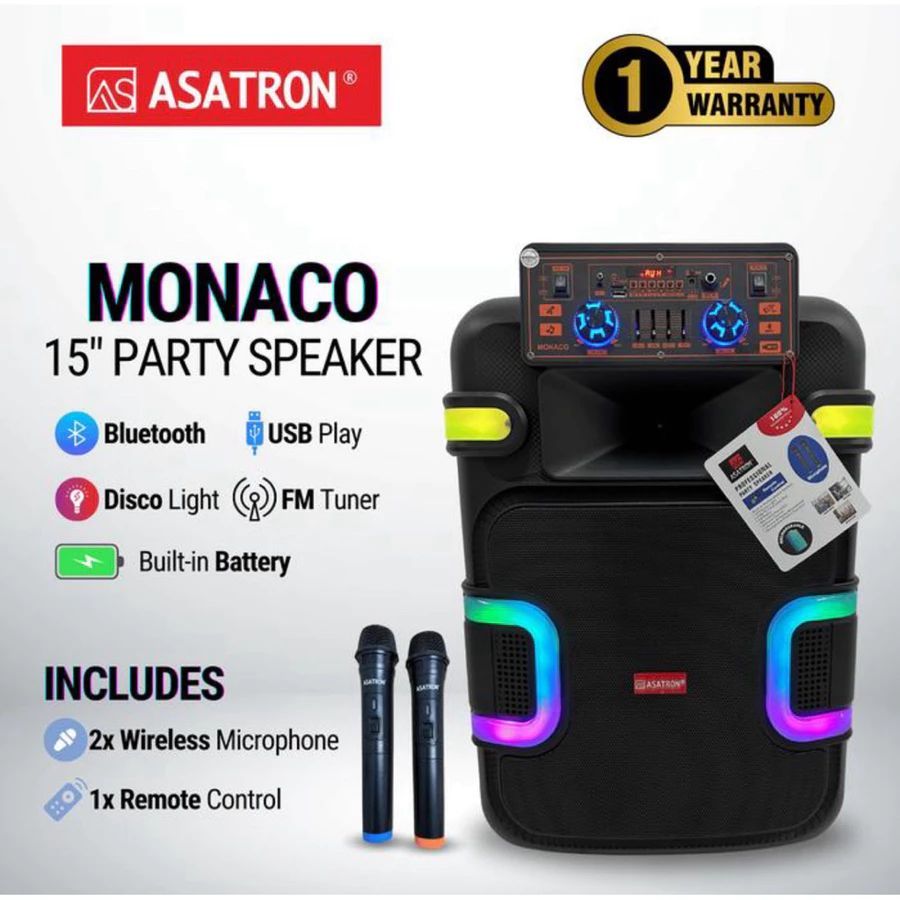 Asatron Monaco 15 inch Bluetooth Speaker karaoke