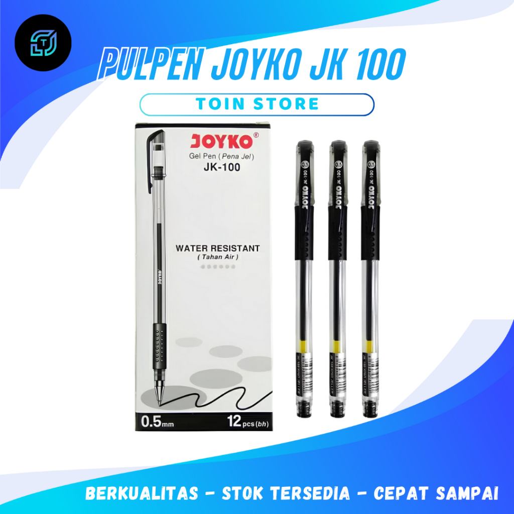 

Pulpen Gel Joyko JK-100 – Pen Gel 0.5mm Hitam 1 Pcs Original