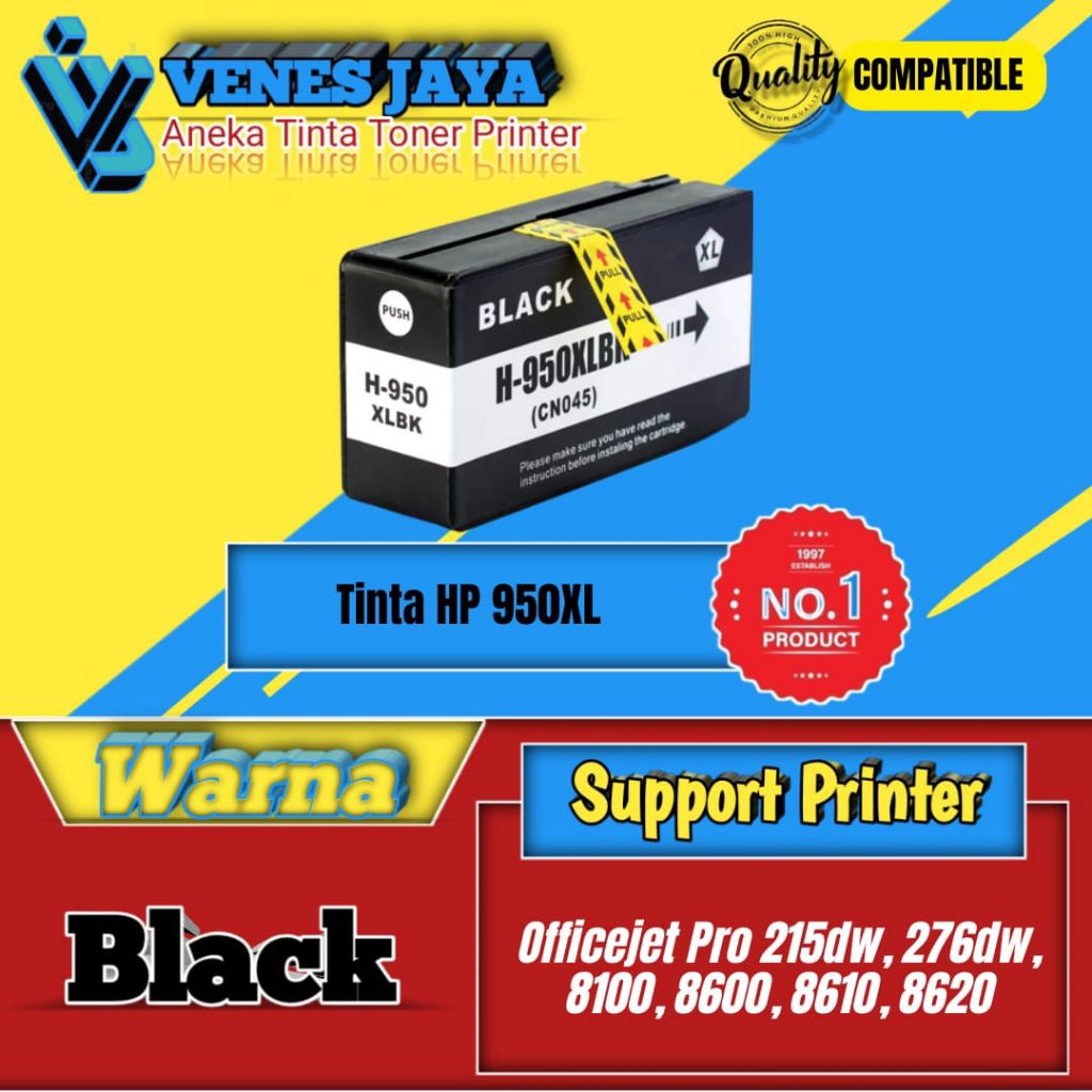 Cartridge Tinta Compatible HP 950XL 950 XL Black Printer Officejet Pro 215dw, 276dw, 8100, 8600