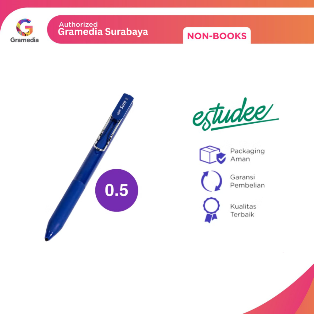 

Gramedia Surabaya - ESTUDEE SORA GELPEN 0.5 INK BLACK - NAVY EGP-242