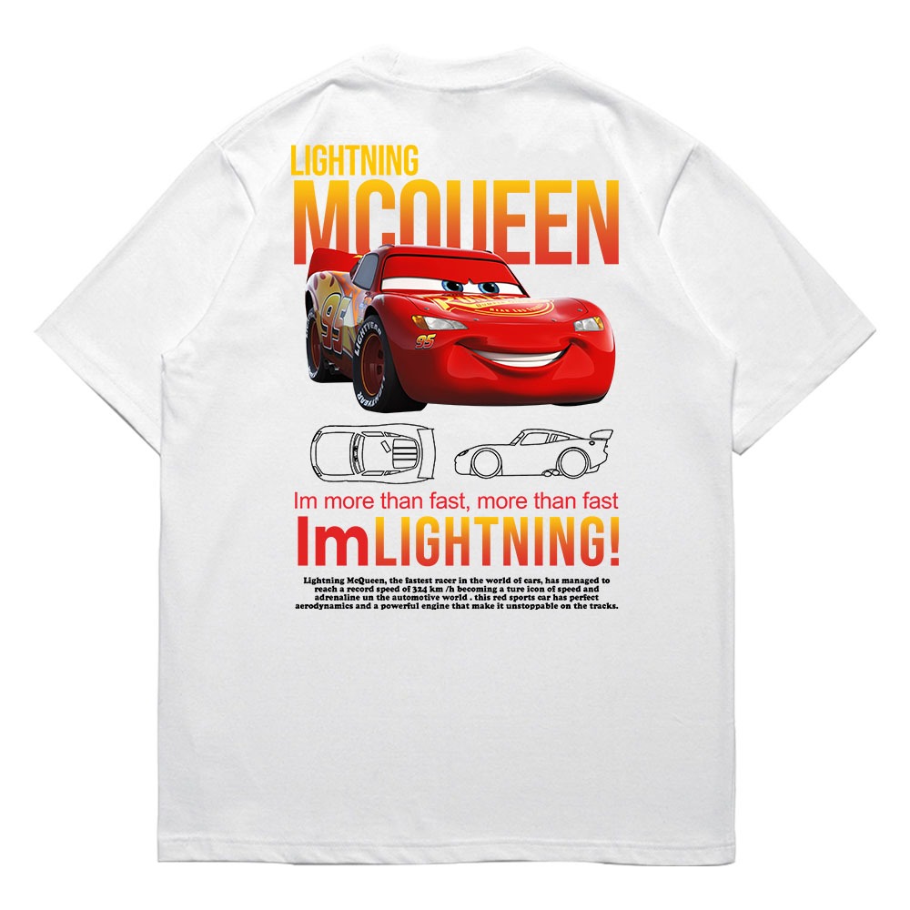 Kaos Couple Cars Lighting Mcqueen & Sally Embroidery V2 - Kaos Couple Pasangan Pria & Wanita Cotton 