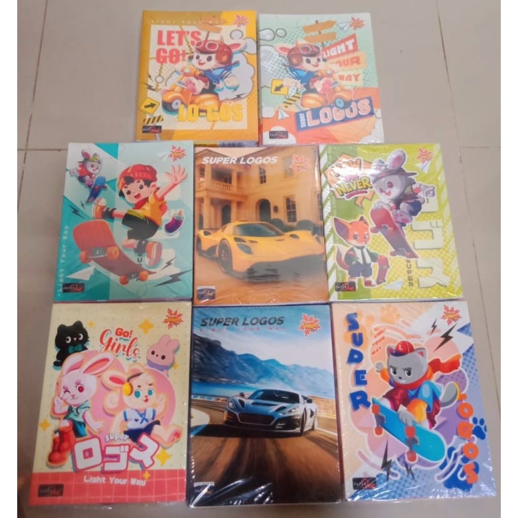 

Buku Tulis Super Logos 38L motif by Paper one(1 pack=10 buku)