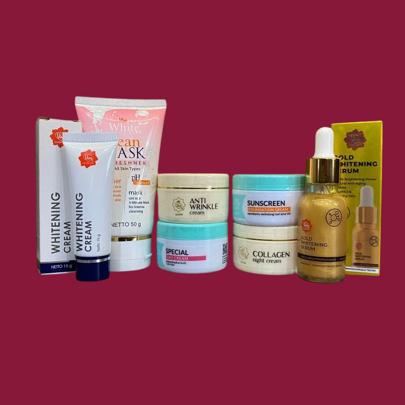 Viva 7IN1 Paket Hemat Menghilangkan Flek Hitam Dengan Clean Mask Refreshner 5 Macam Cream S.Gold
