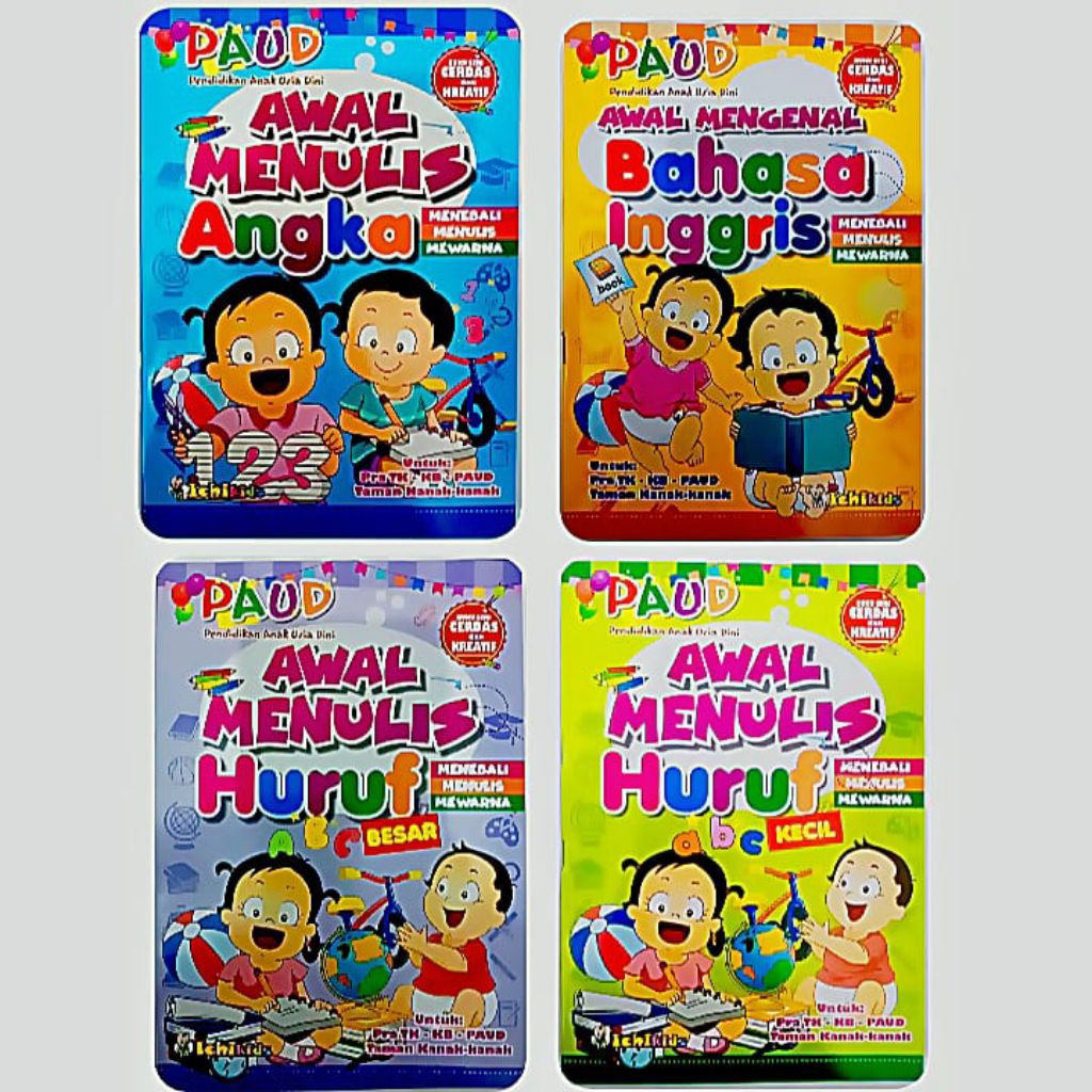 Buku PAUD & TK belajar menulis huruf,angka dan bahasa inggris