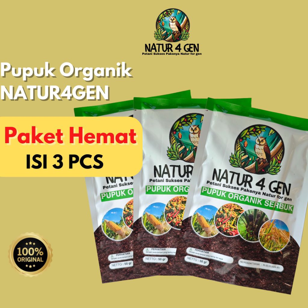 3 Pcs Pupuk Bio organik NATUR4GEN ORI PAKET MURAH pupuk organik Naturagen ori naturagen serbuk pupuk