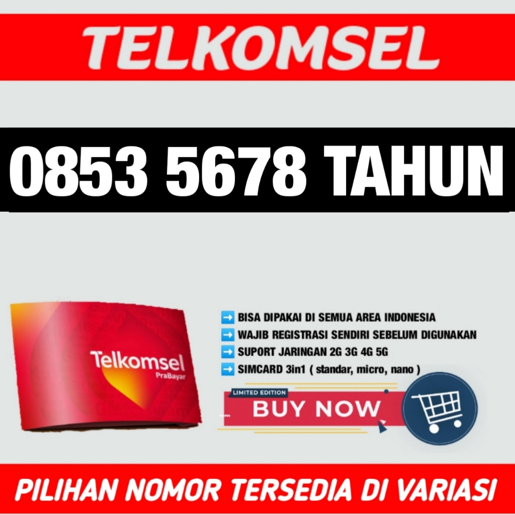 Nomor Cantik Telkomsel TAHUN NAIK URUT 2345 - O853 5678 - 2024 2023 2022 2021 2020 2019 2018 2017 20