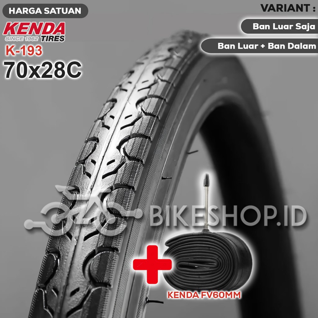 BAN LUAR SEPEDA KENDA UKURAN 700X28C K-193 HITAM FIXIE BALAP ROAD BIKE 700 X 28C - 28X1X1 HIGH