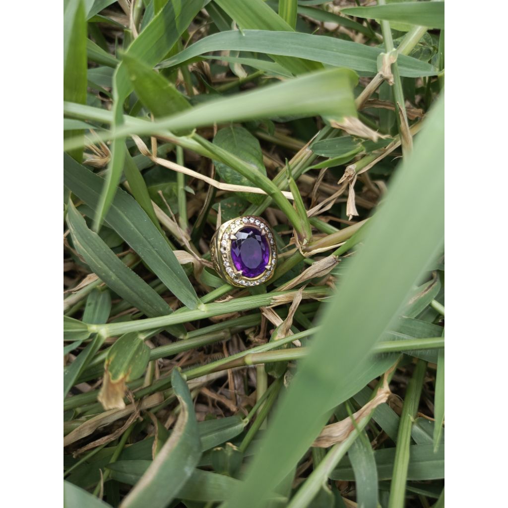amethyst kecubung cutting berlian ring perak code 926