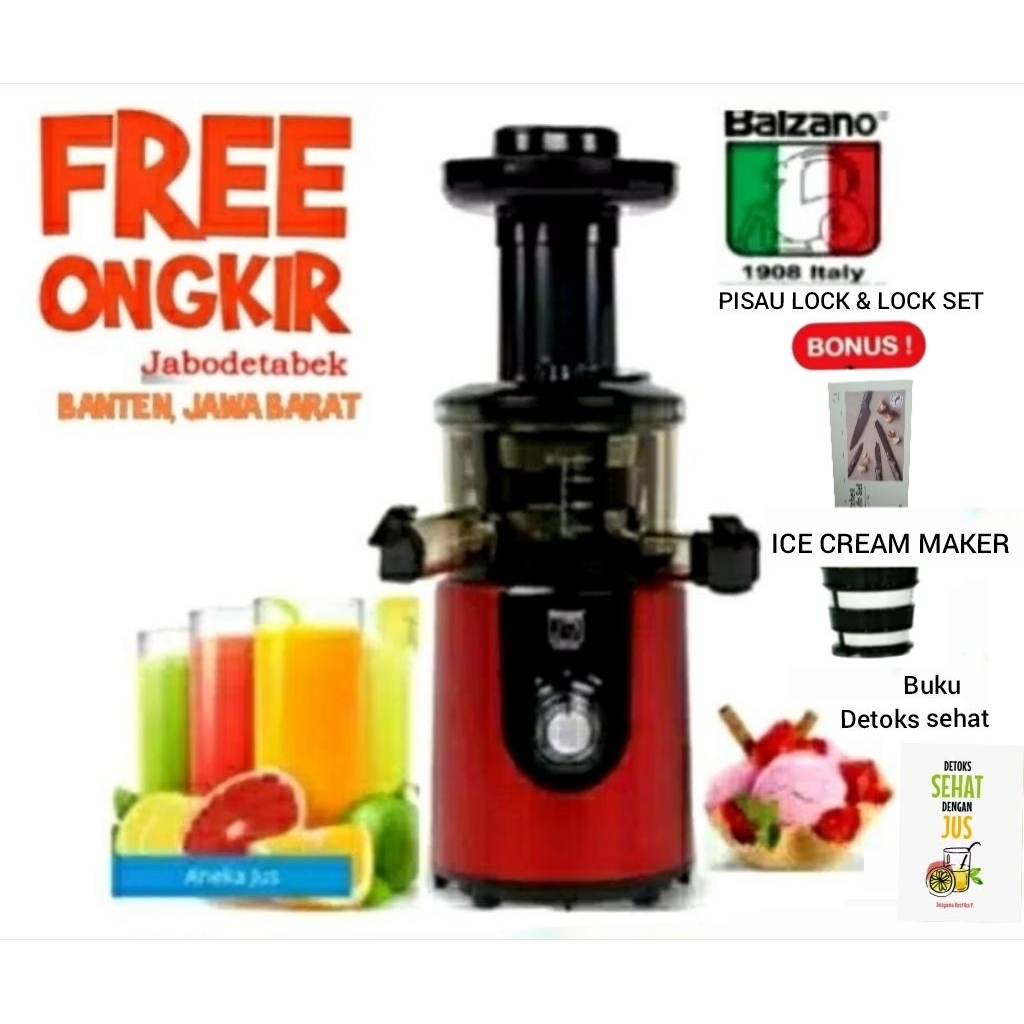Balzano Slow Juicer Model Exclusive Feee ongkir Pulau Jawa Slow Juicer Limited Bonus Pisau Lock &Loc
