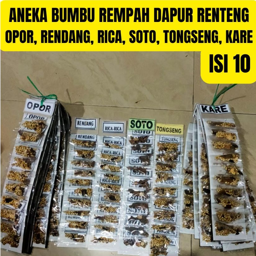 

Bumbu Rempah Dapur Renteng isi 10 - Soto Sop Opor Rendang Gule Kare dll