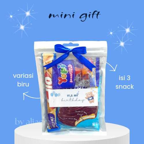 

( BISA CUSTOM ) Mini Gift Snack Tema Biru / Hampers Mini / Snack Ulang Tahun