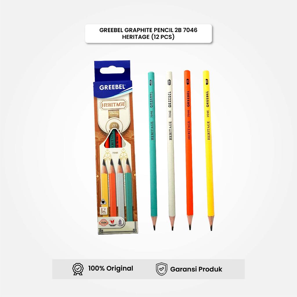 

GREEBEL Pensil Kayu 2B 7046 Heritage (12PCS/SET) / Pensil Tulis Graphite Ujian Sekolah Pensil Gambar
