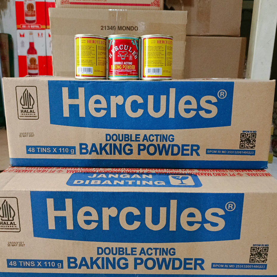 

Hercules Baking Powder 1 Dus Isi (48 Pcs x110gr) Double Acting Pengembang Adonan Kue Beking Powder Cake