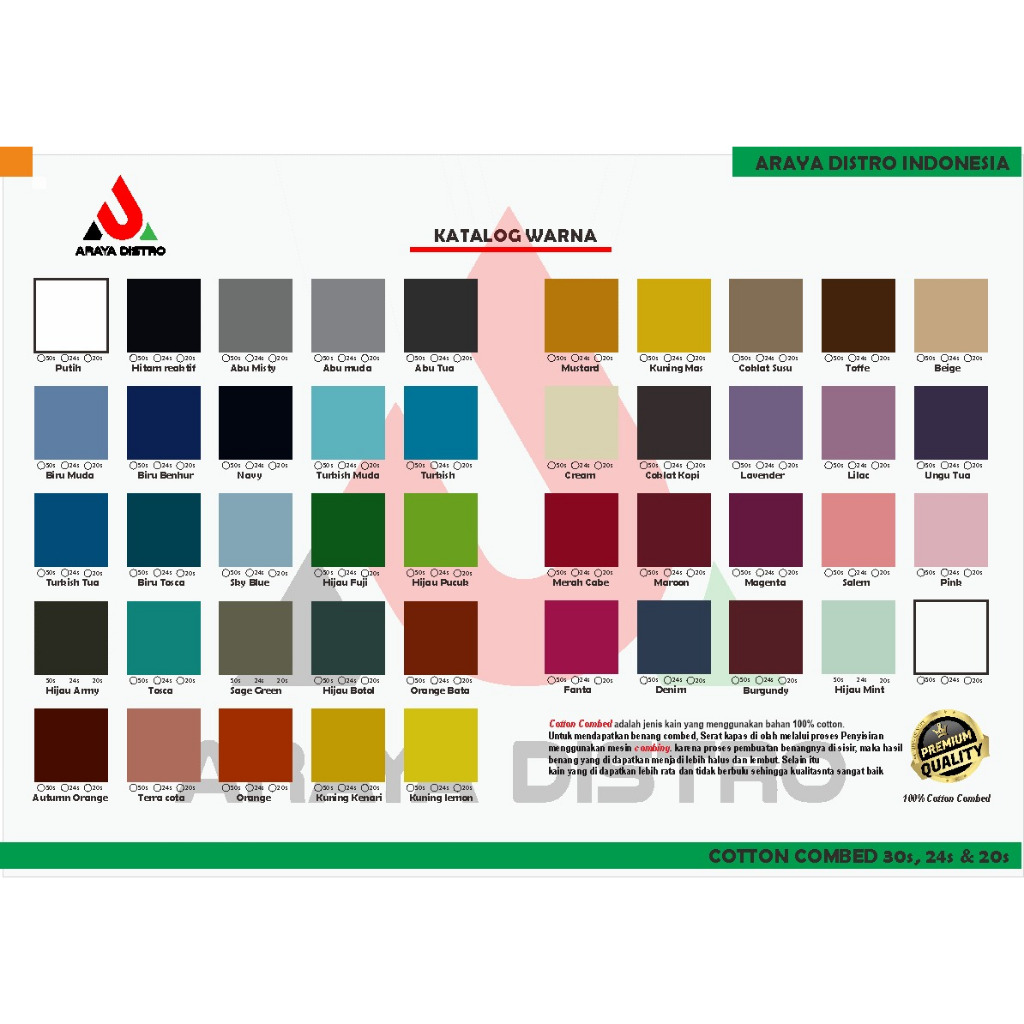 ARAYA kaos polos Raglan/cotton combed 24s/dewasa/lengan pakai rib