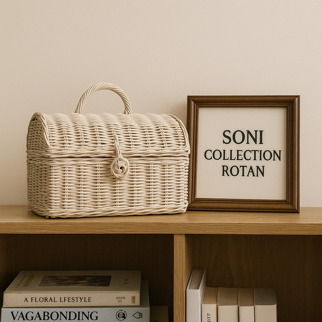 SONI - Keranjang Rotan PETI Besar Natural Harta Karun Rattan Souvenir Baby Month Hampers (32x17x17)