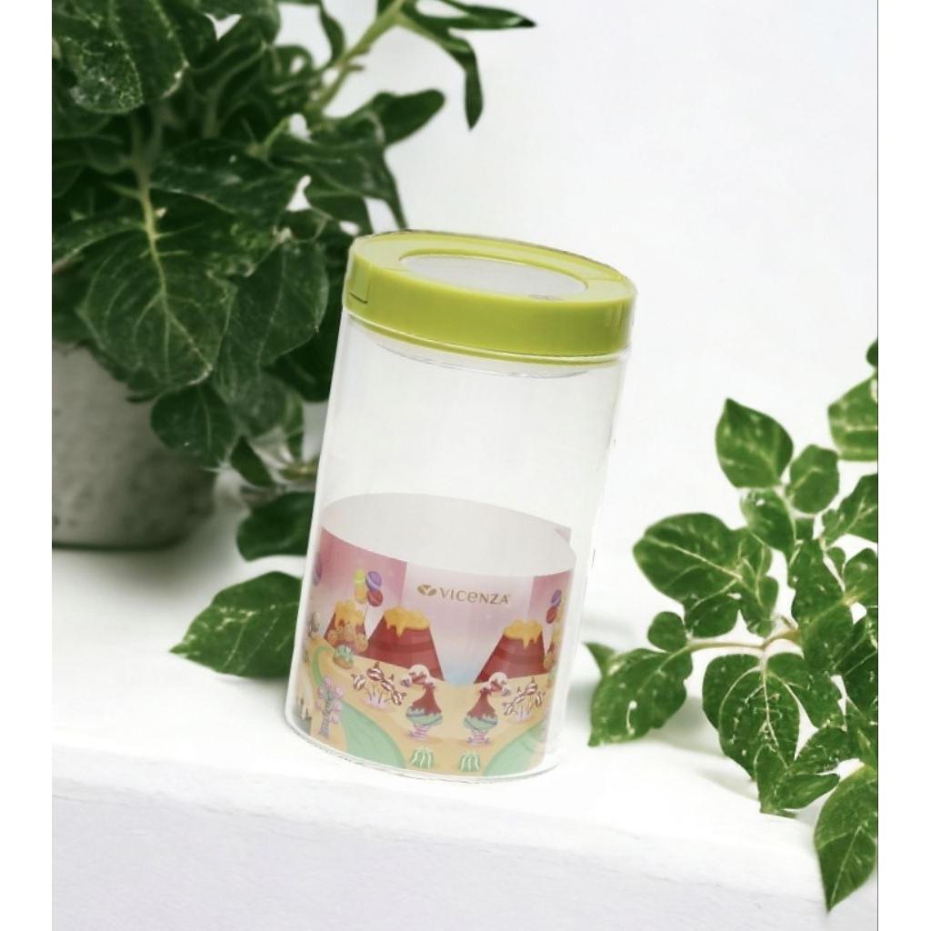 Toples Kaca VICENZA GB433 HIJAU, tinggi 19 cm, vol 1400 ml, diameter 11 cm, bentuk candy jar Vicenza
