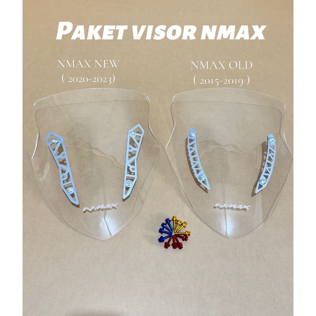 PAKET VISOR NMAX NEW DAN NMAX OLD LENGKAP DENGAN BAUT GARNISH PAKET AKSESORIS MOTOR NMAX VARIASI PEM