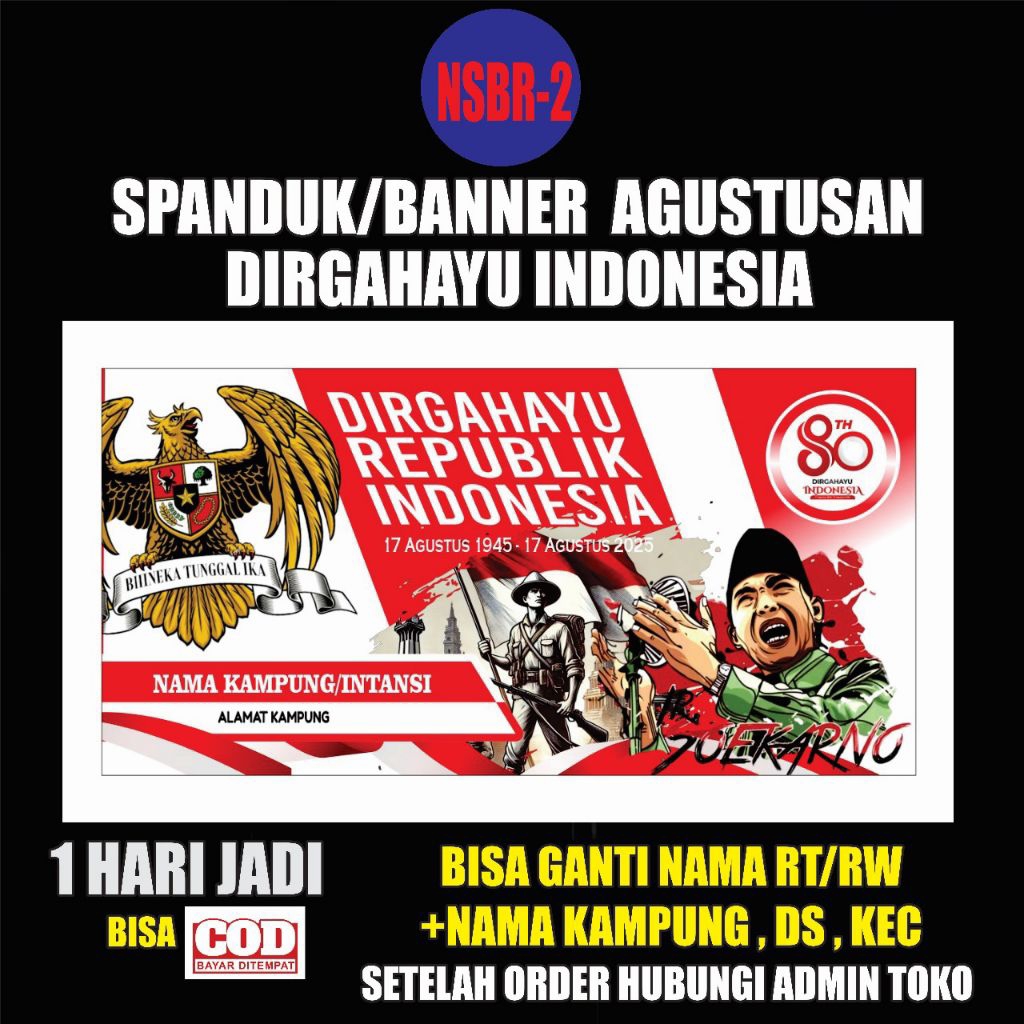Spanduk kemerdekaan/ spanduk dirgahayu Indonesia/ dirgahayu ke-80
