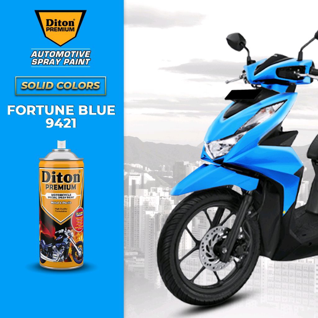 diton premium fortune blue 9421, biru muda, spray paint, cat semprot, cat aerosol