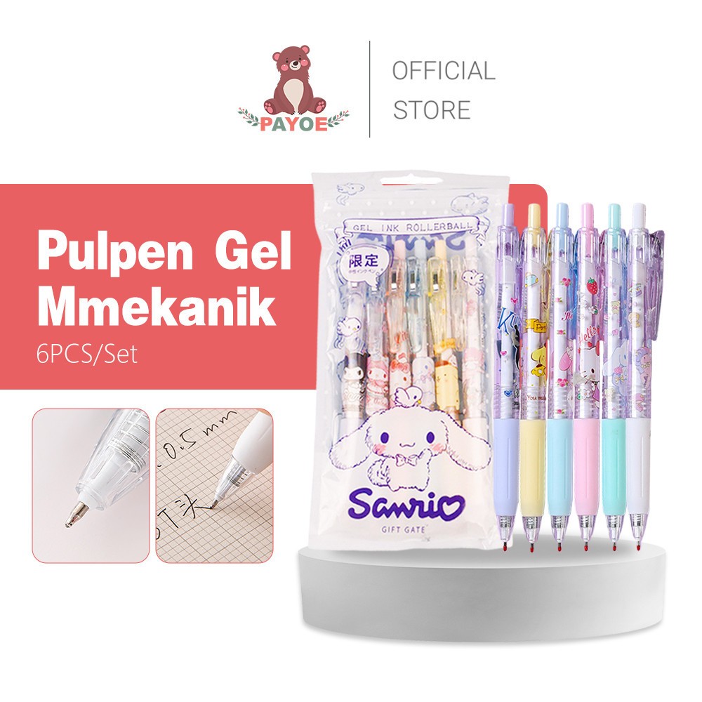 

PAYOE 0.5mm Pulpen Pen Gel Mekanik 6pcs/set Ballpoint Gel Mekanik Pulpen Aesthetic Set
