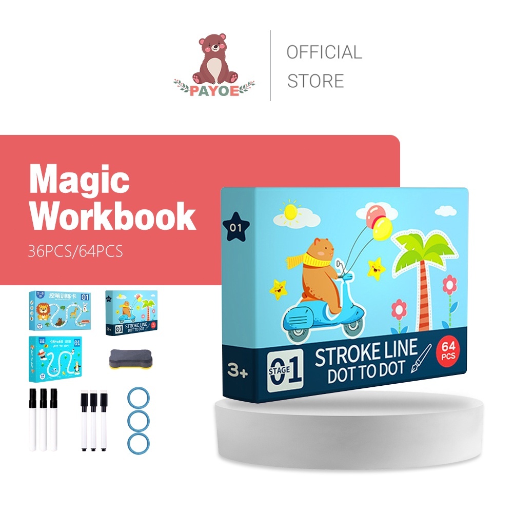 

PAYOE Magic Workbook Smart Writing Book Buku Edukasi Anak Belajar Tracing Wipe And Clean Book Activity