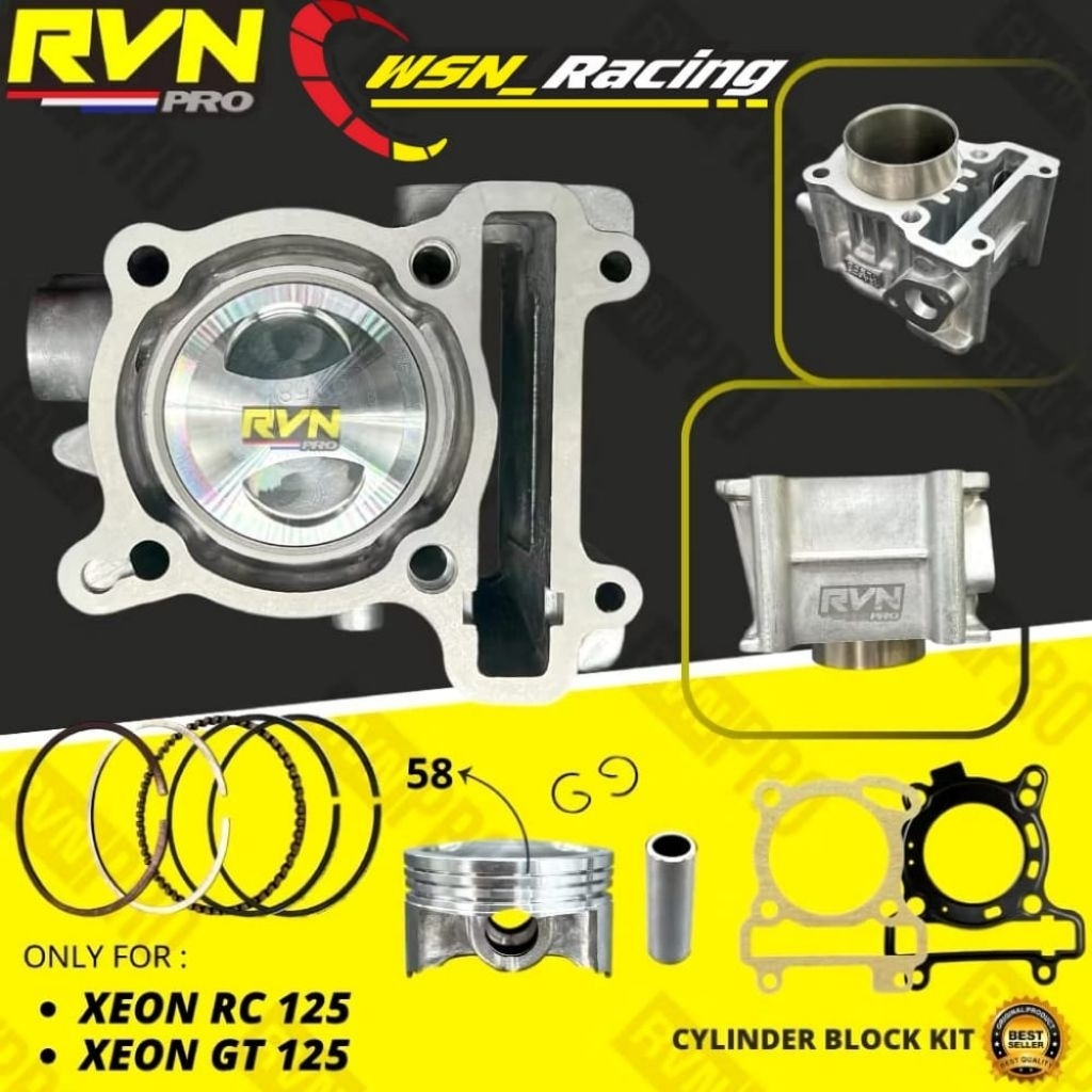 BLOK BLOCK SEHER SET BORE UP XEON RC 125 INJEKSI XEON GT 125 INJEKSI 1LB 58MM 58 MM ORIGINAL RVN RAC