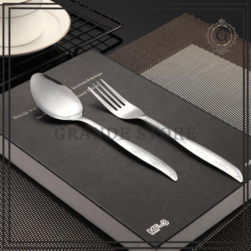 GRANDE 12 PCS SENDOK GARPU MAKAN STAINLESS STEEL LUSINAN TEBAL MURAH/PERALATAN DAPUR RUMAH TANGGA GR