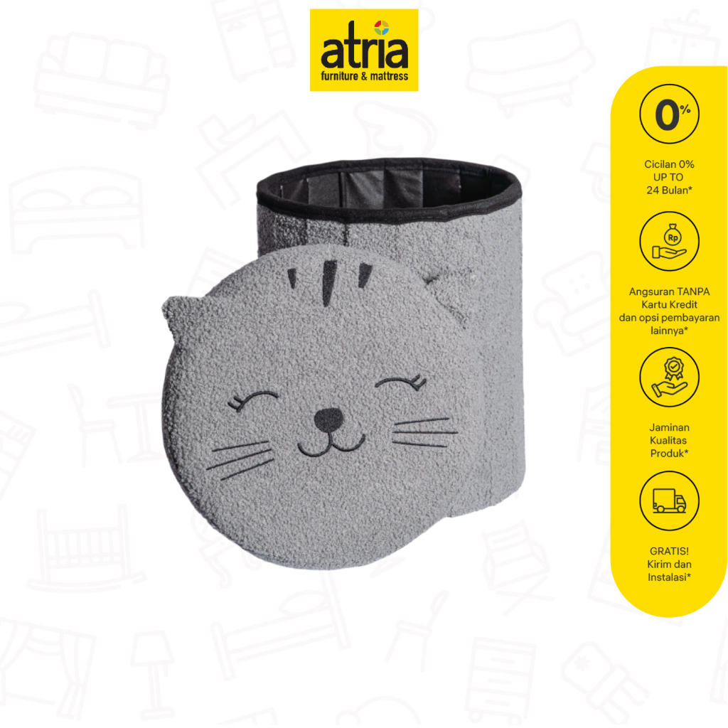 Atria Uni Penyimpanan Multifungsi Foldable Storage Ottoman 30X30X37.5CM Grey