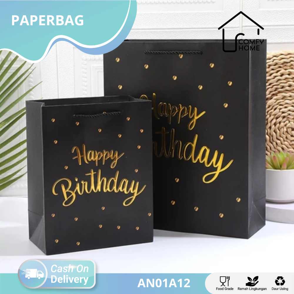 

Paper Bag Tote Bag / Gift Bag Tote Bag / High end Gift Paper Bag Paperbag Box Set Motif Happy Birthday, Souvenir Ulang Tahun | AN01A12