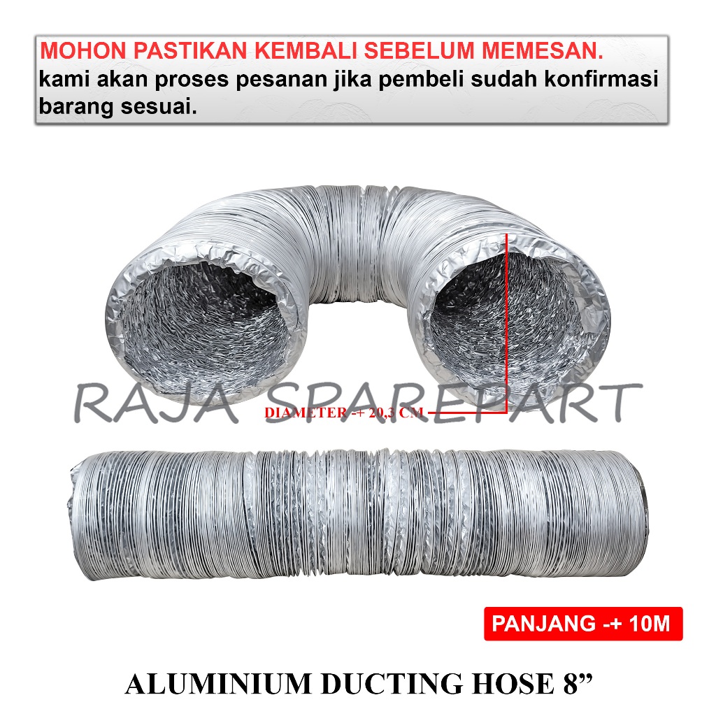 ADH8 PIPA FLEXIBLE DUCTING / FLEXIBLE ALUMINIUM / ALUMINIUM DUCTING HOSE 8"