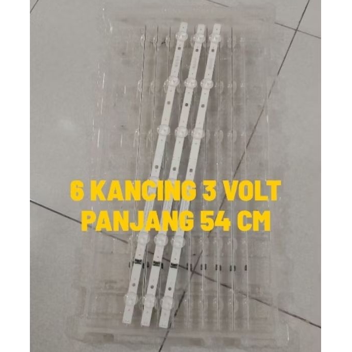 BL - Backlight - 6 kancing 3 volt panjang 54cm - lampu TV LED - mata kecil/putih - 6 kancing 3 Volt 