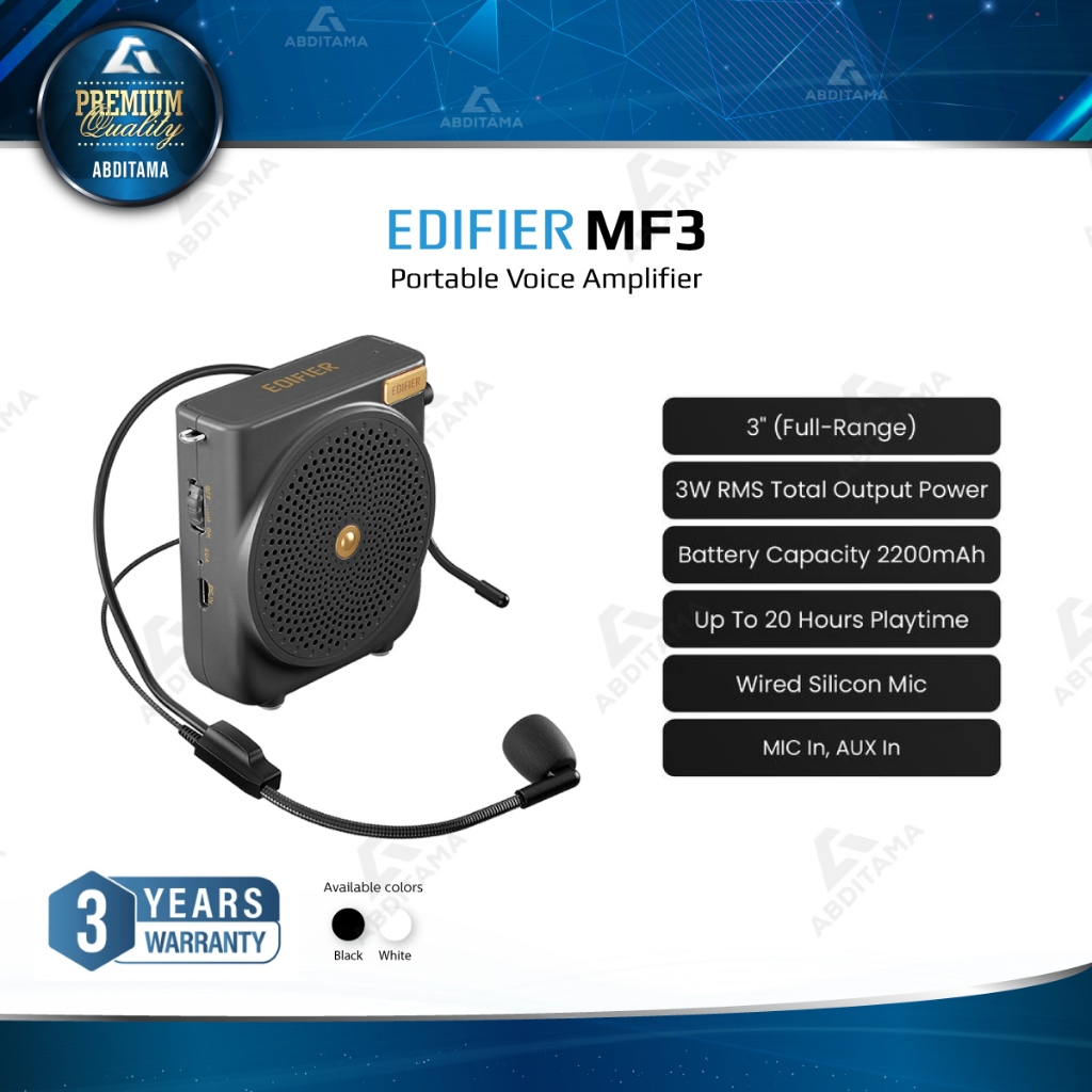EDIFIER MF3 Portable Voice Amplifier Speaker 3W Bluetooth Mic Anti Feedback 20 Jam