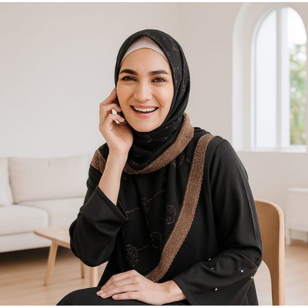 PROMO /LUNAN HITAM/ JILBAB VOAL PREMIUM / GROSIR HIJAB / HIJAB SEGI EMPAT / VOAL MOTIF PREMIUM / DEE