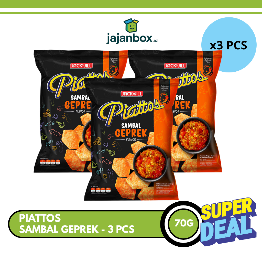 

Piattos Sambal Geprek Snack Keripik Kentang 68 gr - 3 Pcs