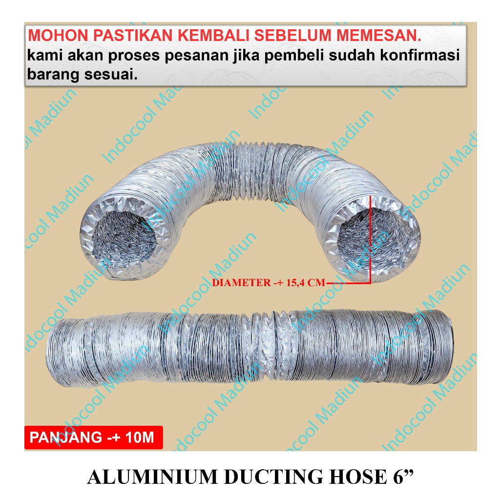 ADH6 SELANG ALUMINIUM FLEXIBLE / PIPA FLEXIBLE ALUMINIUM / ALUMINIUM DUCTING HOSE 6"