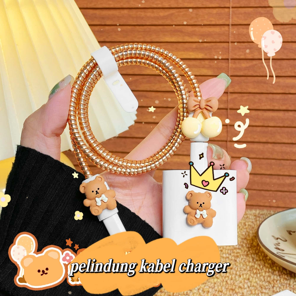 1 Set 4 item Pelindung Kabel Charger Kabel Data Kawat Kabel Data HP Untuk Iphone Samsung Realme Xiao