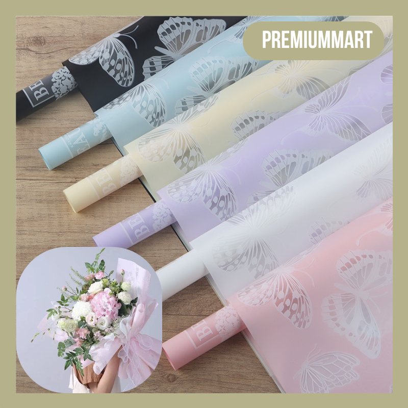 

20 LEMBAR Kertas Buket Bunga Motif Kupu Kupu Butterfly Tatto Cellophane Florist KB048