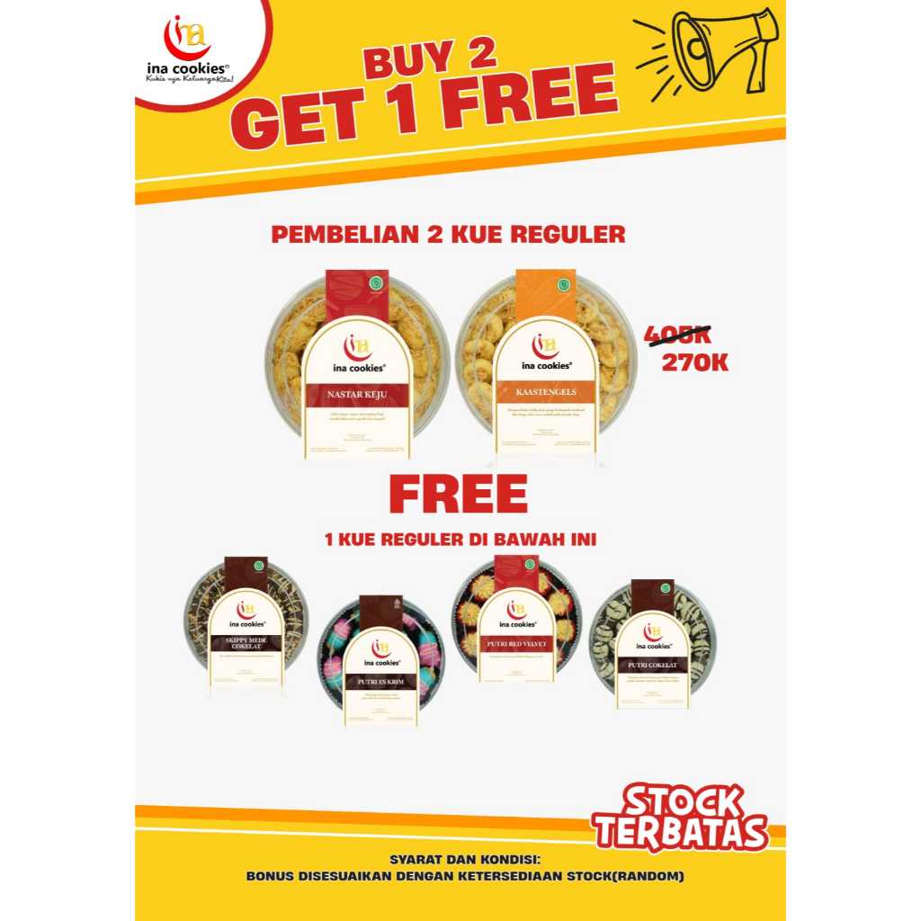 

INA Cookies Toples REGULER BUY TWO GET ONE GRATIS 1 TOPLES