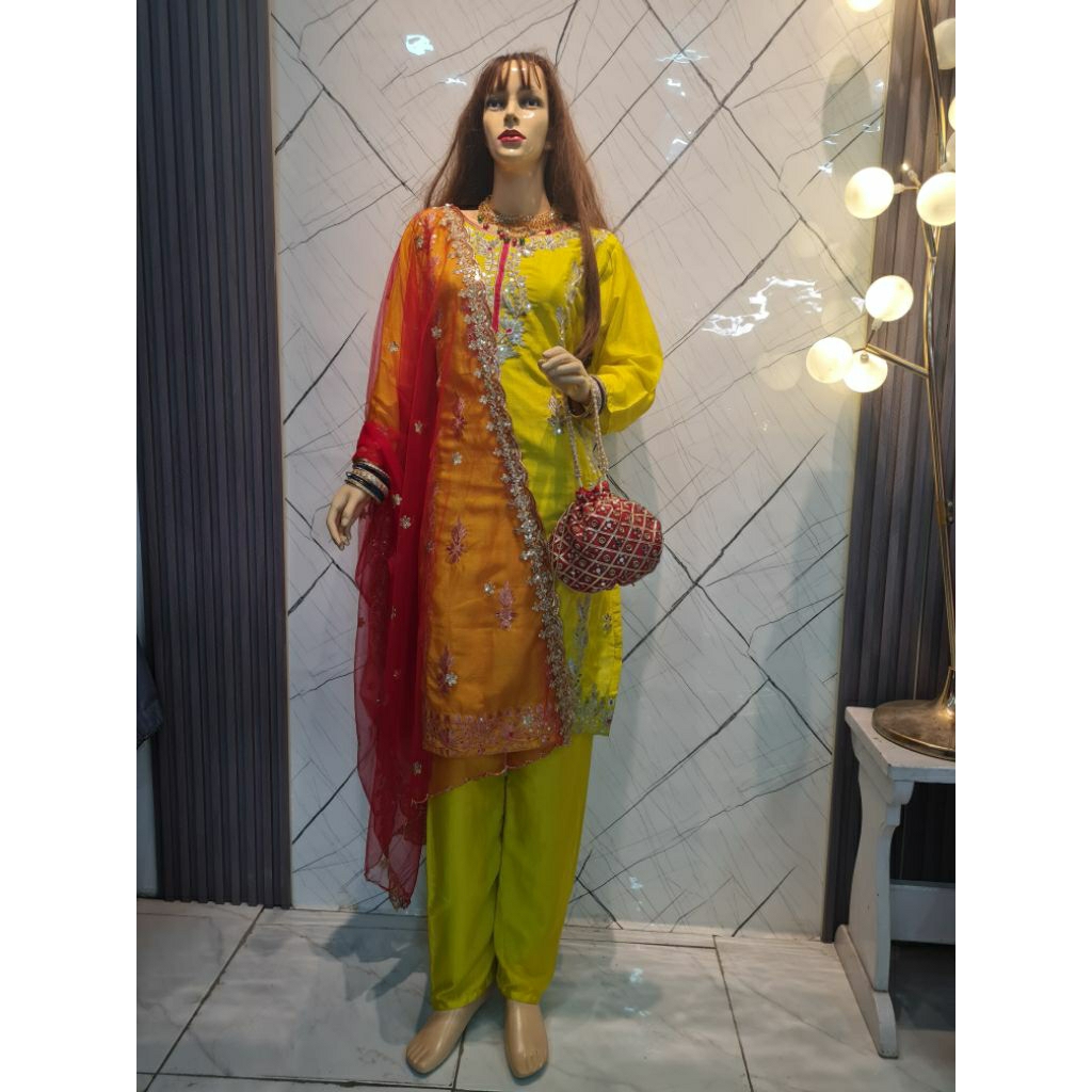 kurti set pakistan kuning