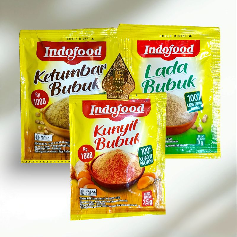 

Bumbu Dapur Indofood (Ketumbar, Lada, Kunyit) pcs