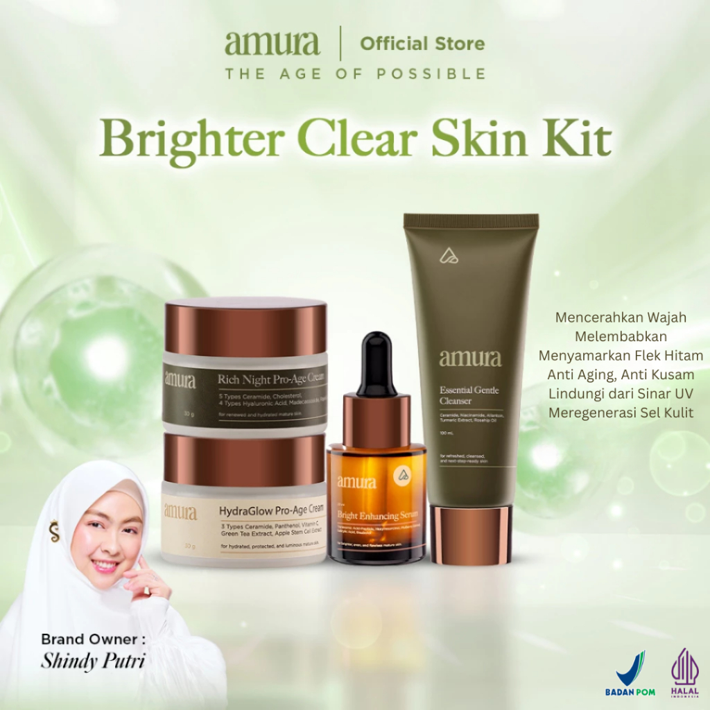 Amura Paket Pro Age untuk Kulit Dewasa - Memudarkan Flek Hitam Membandel, Perbaiki Skin Barrier Waja