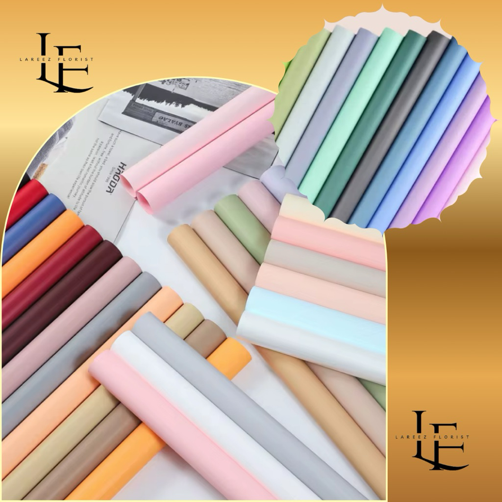

[1 PACK/ 20 LEMBAR] Flower Wrapping Paper Full Solid Color Cellophane Waterproof Kertas Bungkus Pembungkus Bouquet Bunga Warna Polos Anti Air