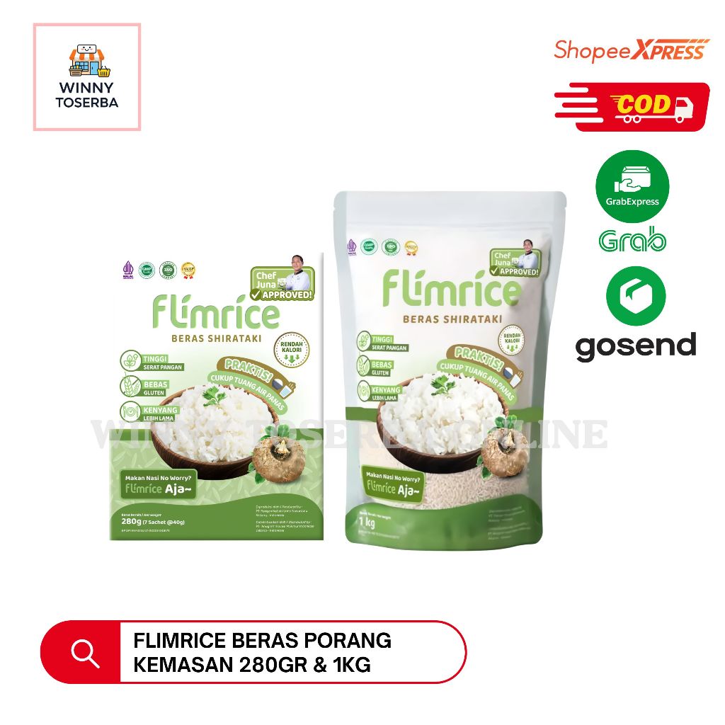

Flimrice Nasi Shirataki (Nasi Diet) - 280gr & 1 kg / Flimrice