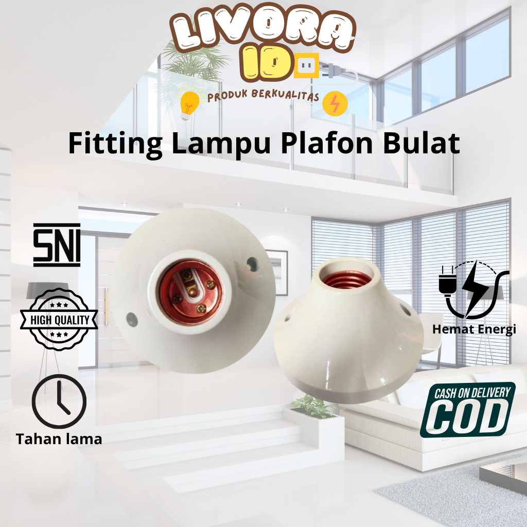 Fitting Lampu Plafon Bulat / Fitting Plafon Bulat - Fitting Plafon Bulat